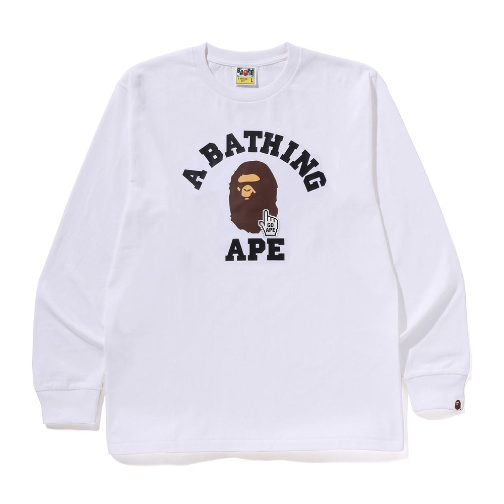 베이프 긴팔티 GO APE POINTER COLLEGE TEE L/S TEE BAPEC 1L25-111-001 - 상품 이미지