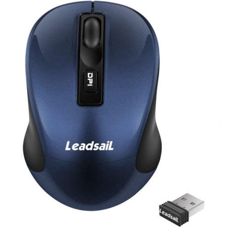 [해외]LeadsaiL 무선 슬림 마우스, 4개의 버튼이 있는 2.4G USB 광학 노트북, 데스크탑, 맥북을 위한 소음 감소