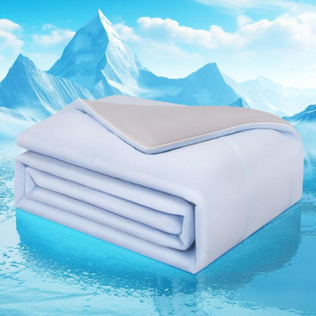 [해외]뜨거운 잠자는 사람들의 밤 땀을 위한 냉각 이불 퀸 사이즈 양면 담요, Q-Max  0.4 경량 소프트 통기성 매끄럽고 시원한 여름 담요 (라이트 블루, 90인 Light