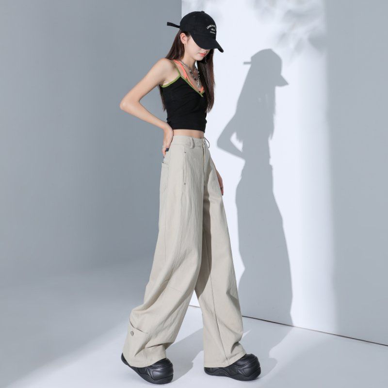 여성 2가지기장 와이드 텐셀 팬츠 봄 여름 하이웨이스트 루즈핏 쿨링 라이오셀 롱팬츠 면바지 - 상세 이미지 3