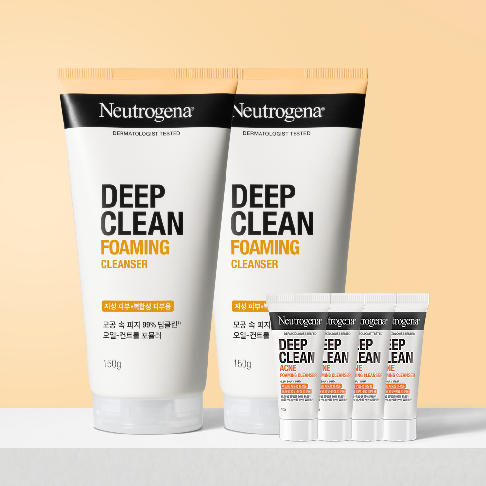 [아크네10g 4개] 뉴트로지나 폼클렌징 클렌징폼 딥클린 저자극 세안제 150ml, 2개