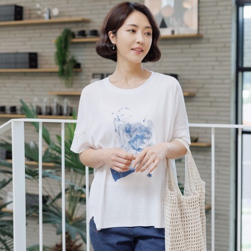 엄마옷 조이마담 T51369 스페이스 가오리 티셔츠 중년여성의류 - 상품 이미지