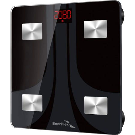 [해외]에너플렉스 핏 2020 모델 블루투스 체지방 체중계, 체중계 디지털 스마트 바디 컴포지션 무선 분석기 BMI 건강 모니터(스마트폰 앱 포함), 396파운드 블랙