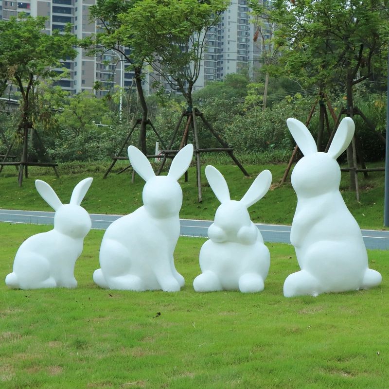 대형 정원 장식 토끼 조각상 야외 인테리어 귀여운 도자기 조형물 조합 1 - 상세 이미지 3