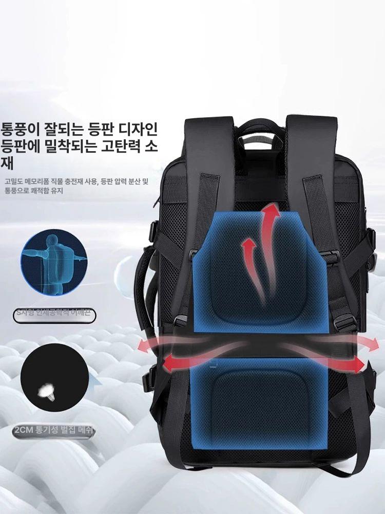 백팩 여행 배낭 남성 직장인가방 대용량 출장 노트북 가방 1.블랙 - 상세 이미지 3