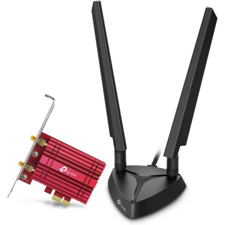 TP-Link [해외]PC Archer TXE75E용 TP-Link WiFi 6E 인텔 AX210 AXE5400 PCIe 카드 - 마그네틱 베이스 듀얼 안테나, Bluetooth 5.3(USB