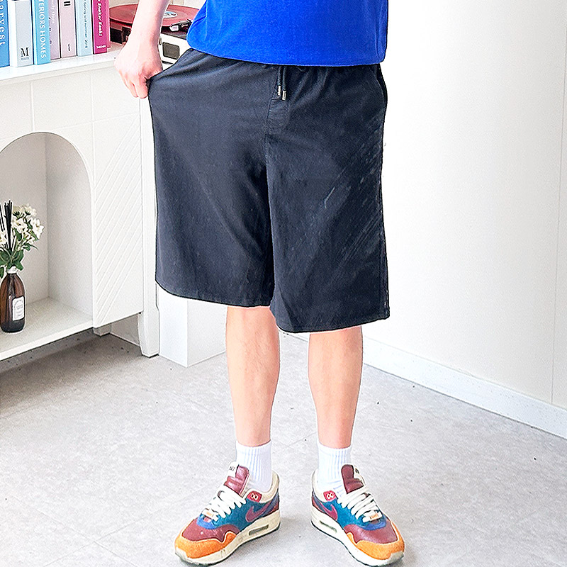 남자 버뮤다 코튼 스판 여름 밴딩 반바지 팬츠 - 상세 이미지 4