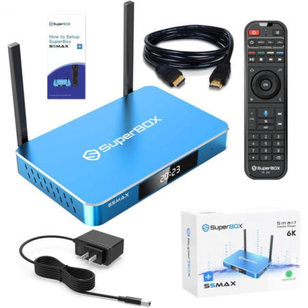 [해외]슈퍼 S5 Max Box 2025, 4GB RAM/64GB ROM, 6K 울트라 HD 경험, 음성 제어, 파란색, HDMI 케이블
