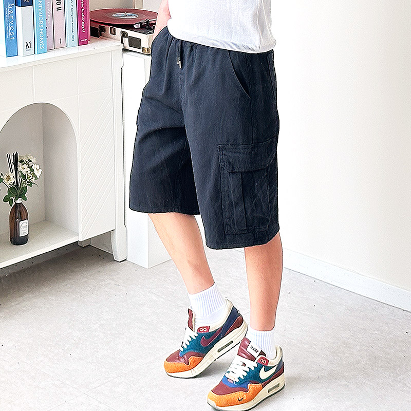 남자 버뮤다팬츠 와이드반바지 카고반바지 - 상세 이미지 4