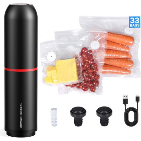 AIRMSEN [해외]33개의 PCS 재사용 가능한 수비드 백과 2개의 진공 와인 실러가 포함된 AIRMSEN 휴대용 실러, 식품 보관용 소형 실러 기계