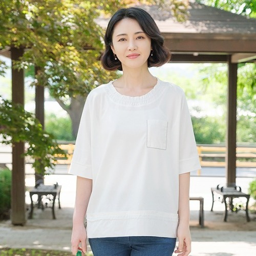 엄마옷 조이마담 T51687 비즈포켓 프릴 스트링 티셔츠 중년여성의류 - 메인 이미지