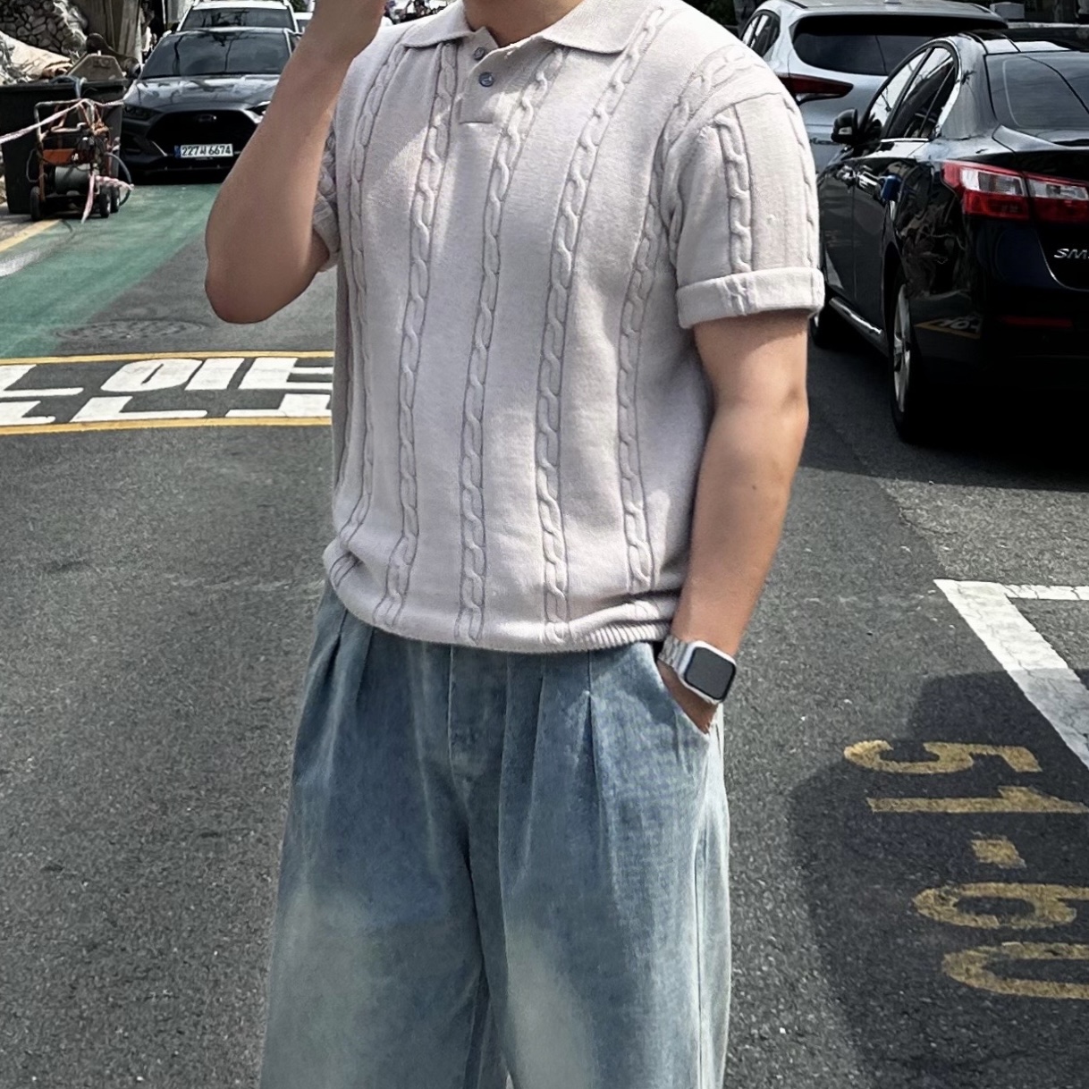 남자꽈배기반팔 꽈배기반팔니트남성 이미지 7