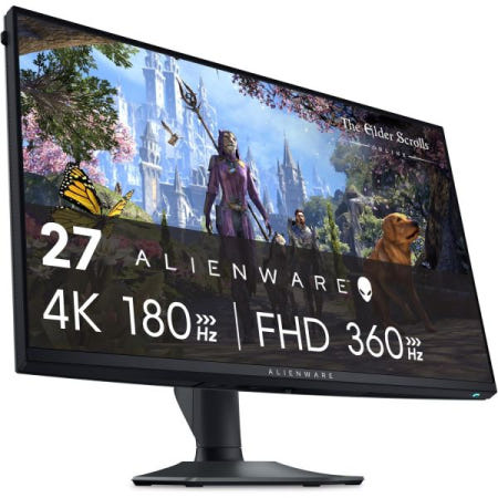 [해외]Alienware 27 4K 듀얼 해상도 게이밍 모니터 - AW2725QF 180Hz에서 4K, 360Hz에서 FHD, 0.5ms GTG 1ms GTG(익스트림 모드), V