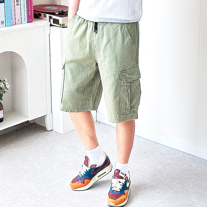 남자 버뮤다팬츠 와이드반바지 카고반바지 - 상세 이미지 2