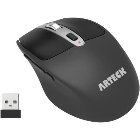 [Arteck][해외]아텍 무선 마우스, 2.4G USB 인체공학적 광학 나노 수신기 자동 클릭 측면 스위치 버튼, 컴퓨터/데스크탑/PC/노트북 및 Windows 11/10 충전식 배터리