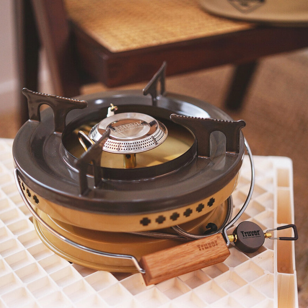 트루버 사하라 해바라기 캠핑 버너 그리들 이소가스 강염 스토브 나무손잡이 가방포함