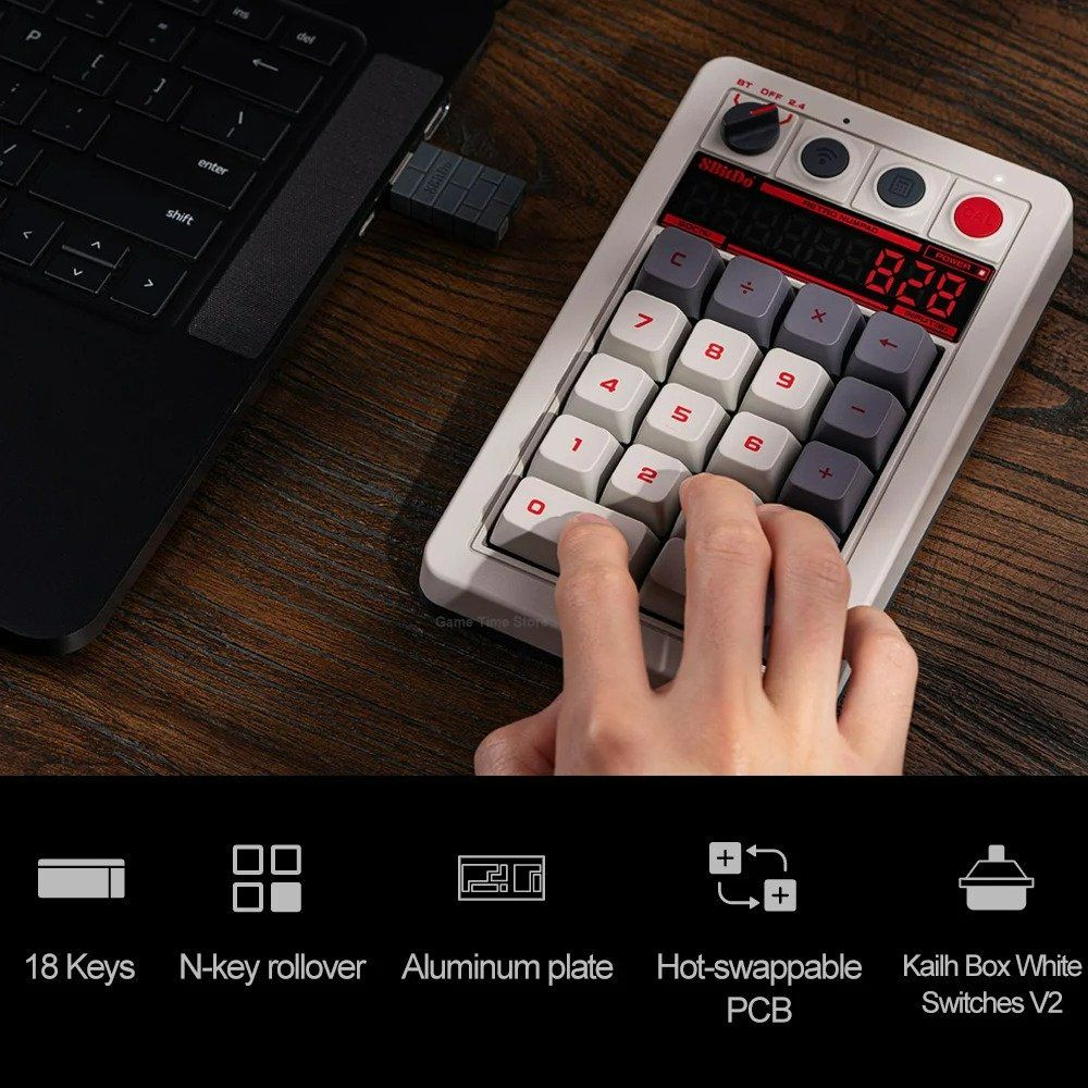 8Bitdo retro18 무선 숫자 키패드 계산기 텐키 넘버패드 숫자 패드 핫스왑 가능 C64 Edition - 상세 이미지 2
