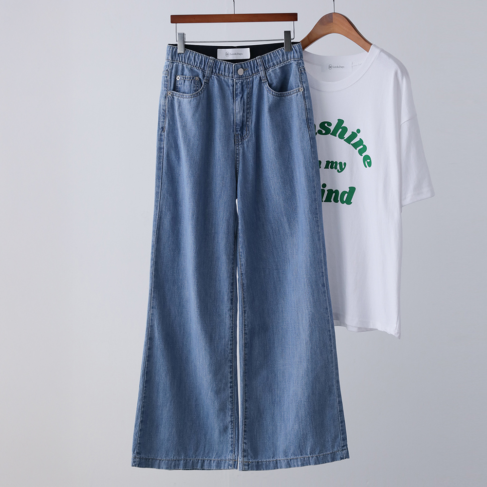 코넷 쿨 썸머 린넨 라이트 와이드 부츠컷 데님 팬츠 - 상품 이미지