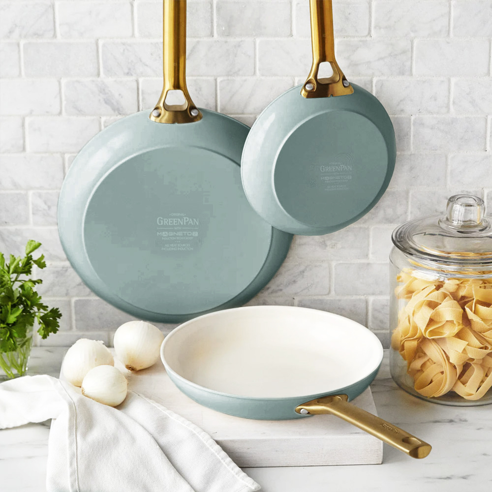 그린팬 파도바 세라믹 논스틱 코팅 인덕션 골드 프라이팬 셀럽 3종세트 20+24+28cm, 스모키스카이