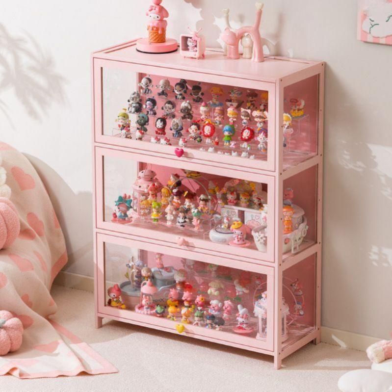 피규어장식장 아크릴 미니피규어 레고 진열장 소형 장식장 핑크 40cm