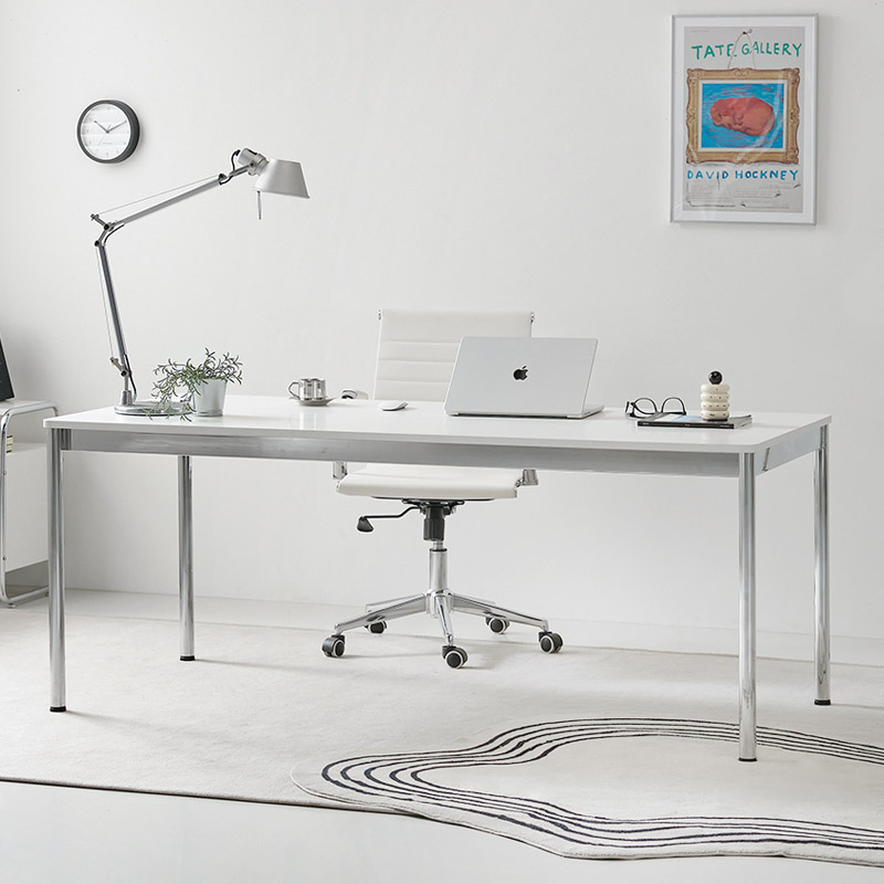 e스마트 미드센츄리 서재 데스크 철제 학생 책상 1200x600mm, 화이트 - 상세 이미지 3
