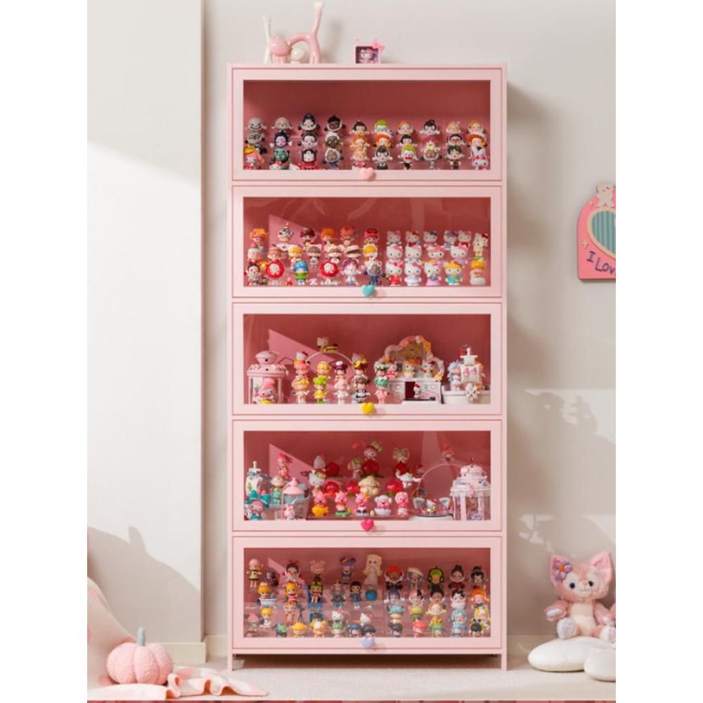 피규어진열장 아크릴 인형 미니피규어 전시장 대형 핑크 4단 70cm