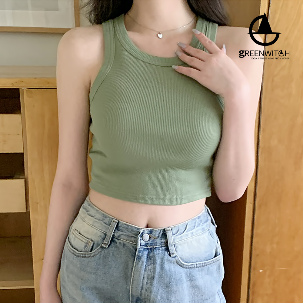 그리니치 니쁘골지 크롭나시 망고나시 민소매 요가복 이미지 2