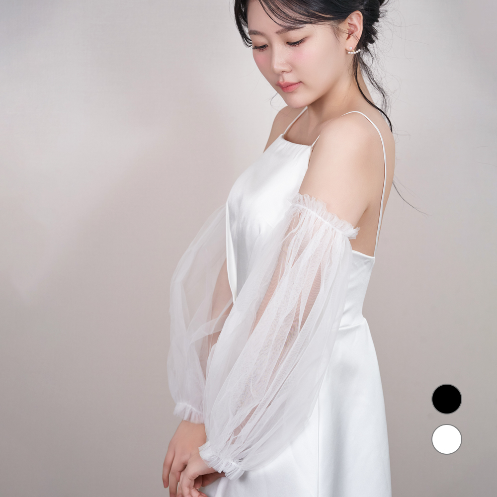 릴리드레스 레오니 퍼프소매 웨딩볼레로 시스루 볼레로 - 메인 이미지