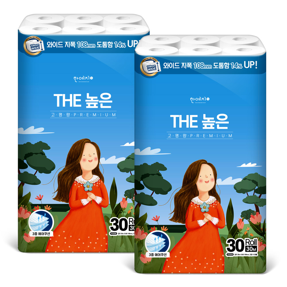 한예지 천연펄프 광폭 108MM 프리미엄화장지 30m, 30롤, 2팩 - 상세 이미지 2