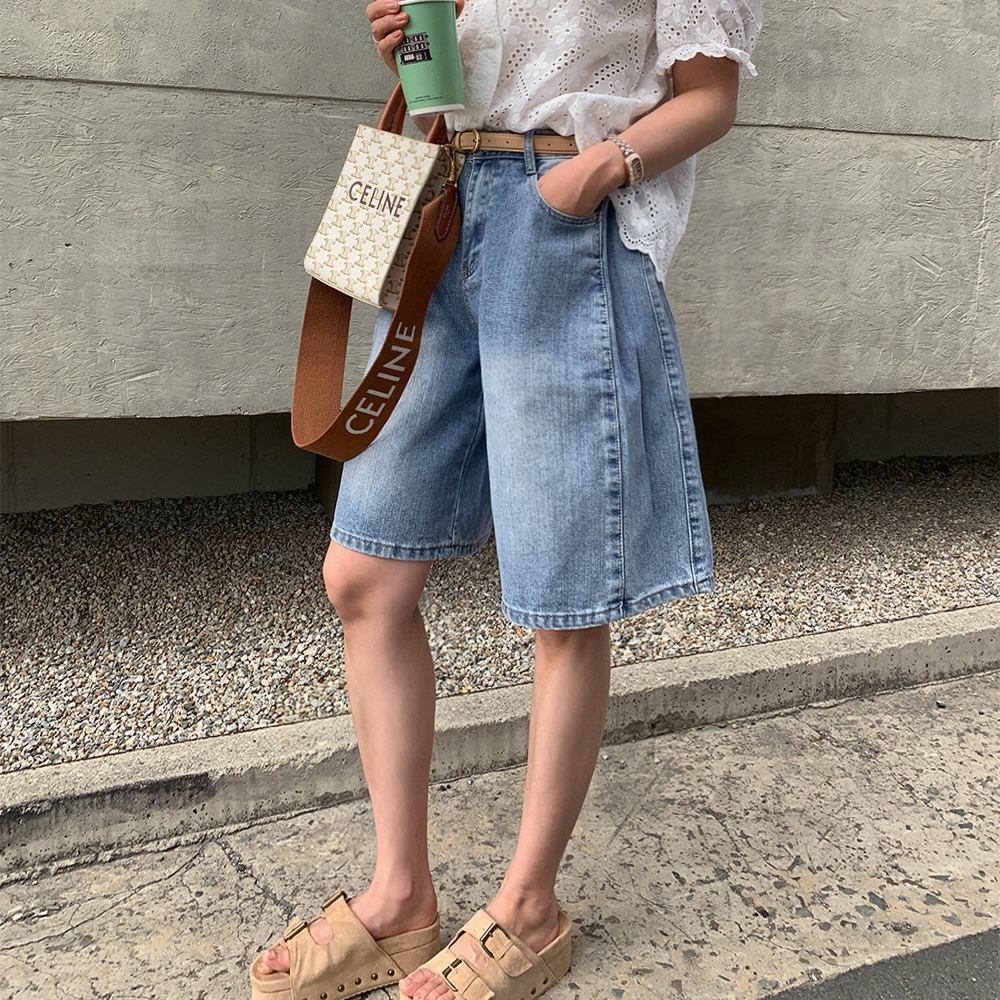 (무배)해리시 워싱 데님 하프팬츠 - 상품 이미지