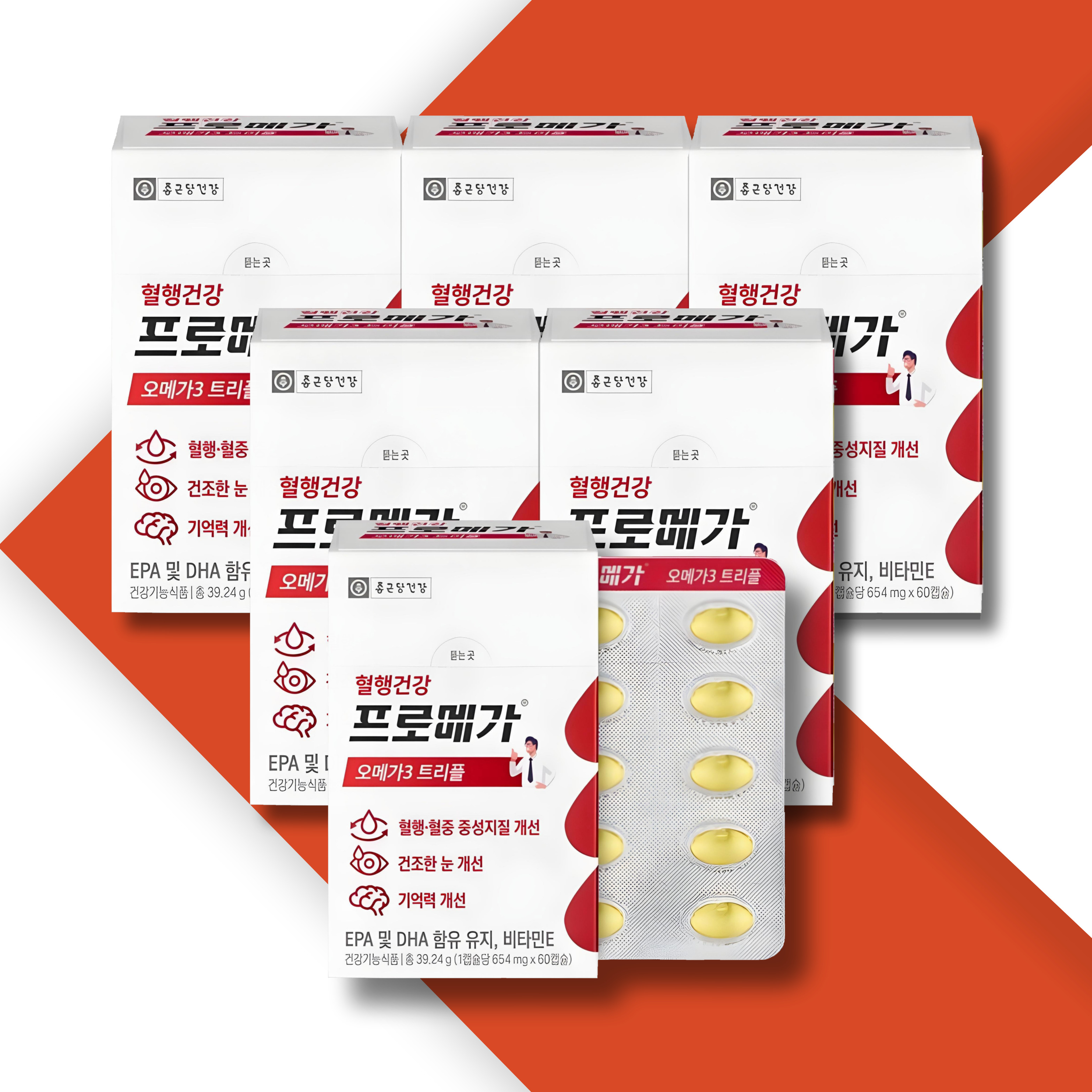 종근당건강 리뉴얼 프로메가 오메가3 트리플 장용성 캡슐 654mg x 60캡슐 6박스 - 메인 이미지