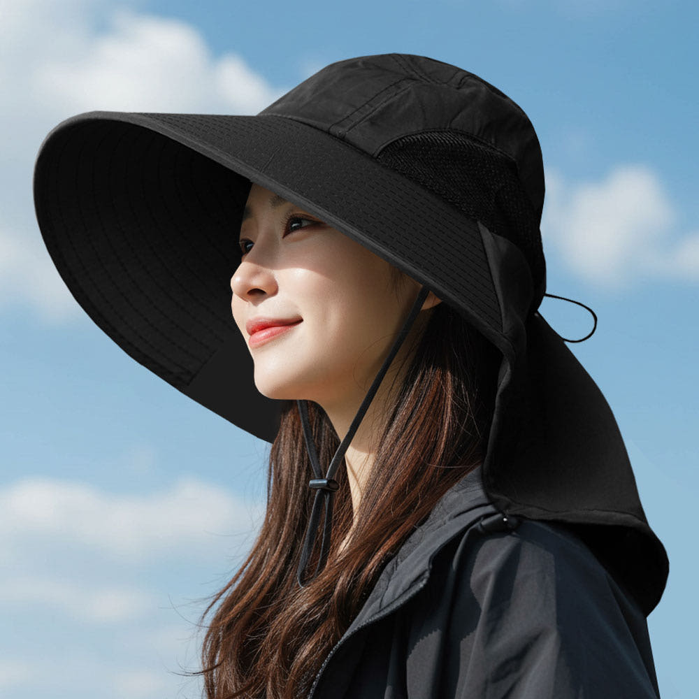여름 등산 햇빛가리개 메쉬 차양막 경량 자외선차단 아웃도어 캠핑 모자 블랙