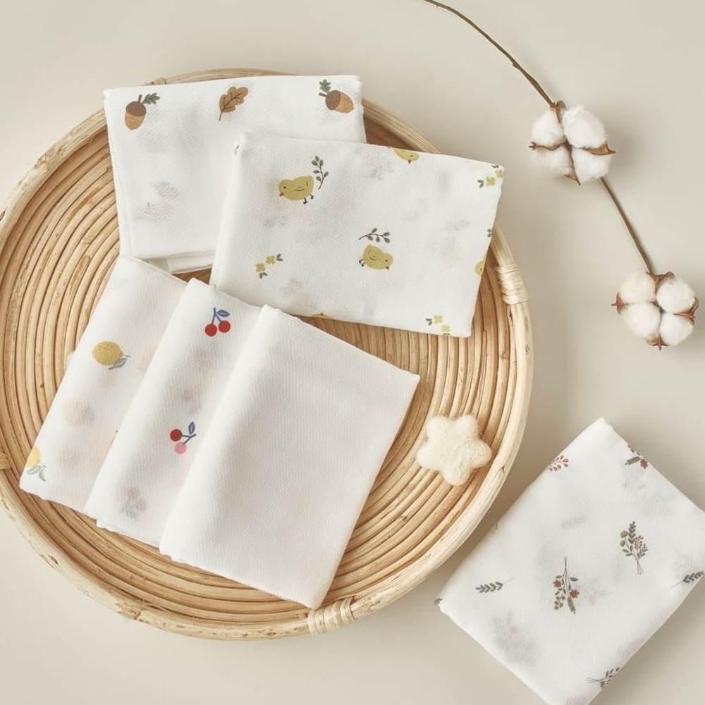 아가짱 신생아 순면 밤부 아기목욕타올 천기저귀 퓨어화이트 5매