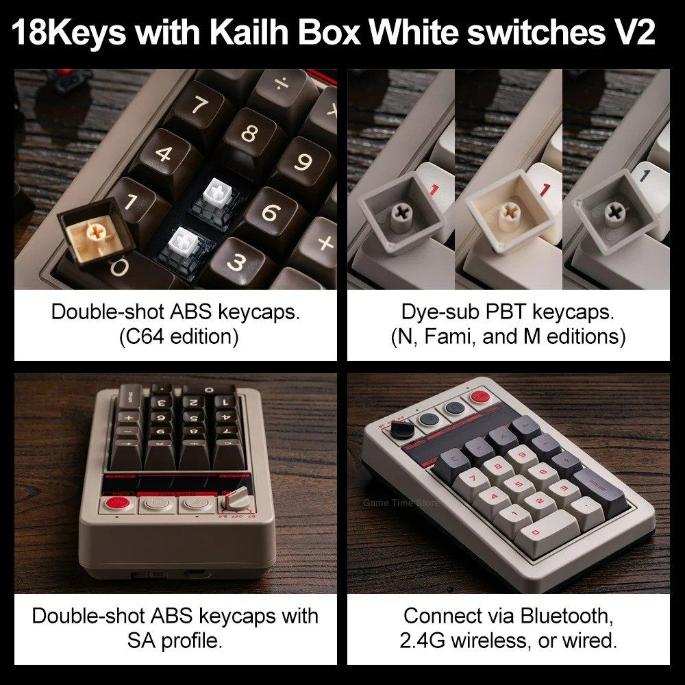 8Bitdo retro18 무선 숫자 키패드 계산기 텐키 넘버패드 숫자 패드 핫스왑 가능 C64 Edition - 상세 이미지 4