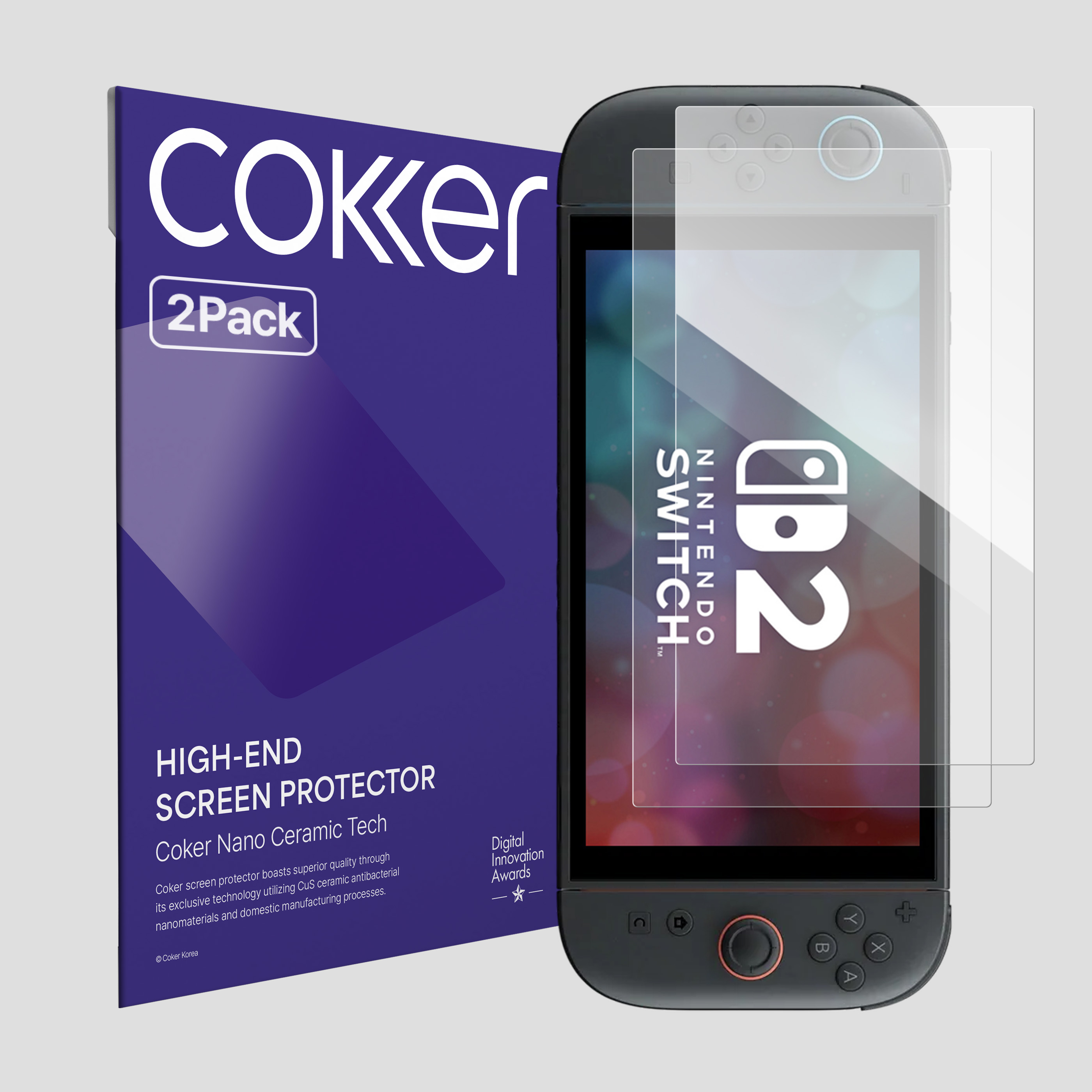 코커 닌텐도스위치2 항균 블루라이트차단 게이밍 강화필름 고화질 액정보호필름 2매