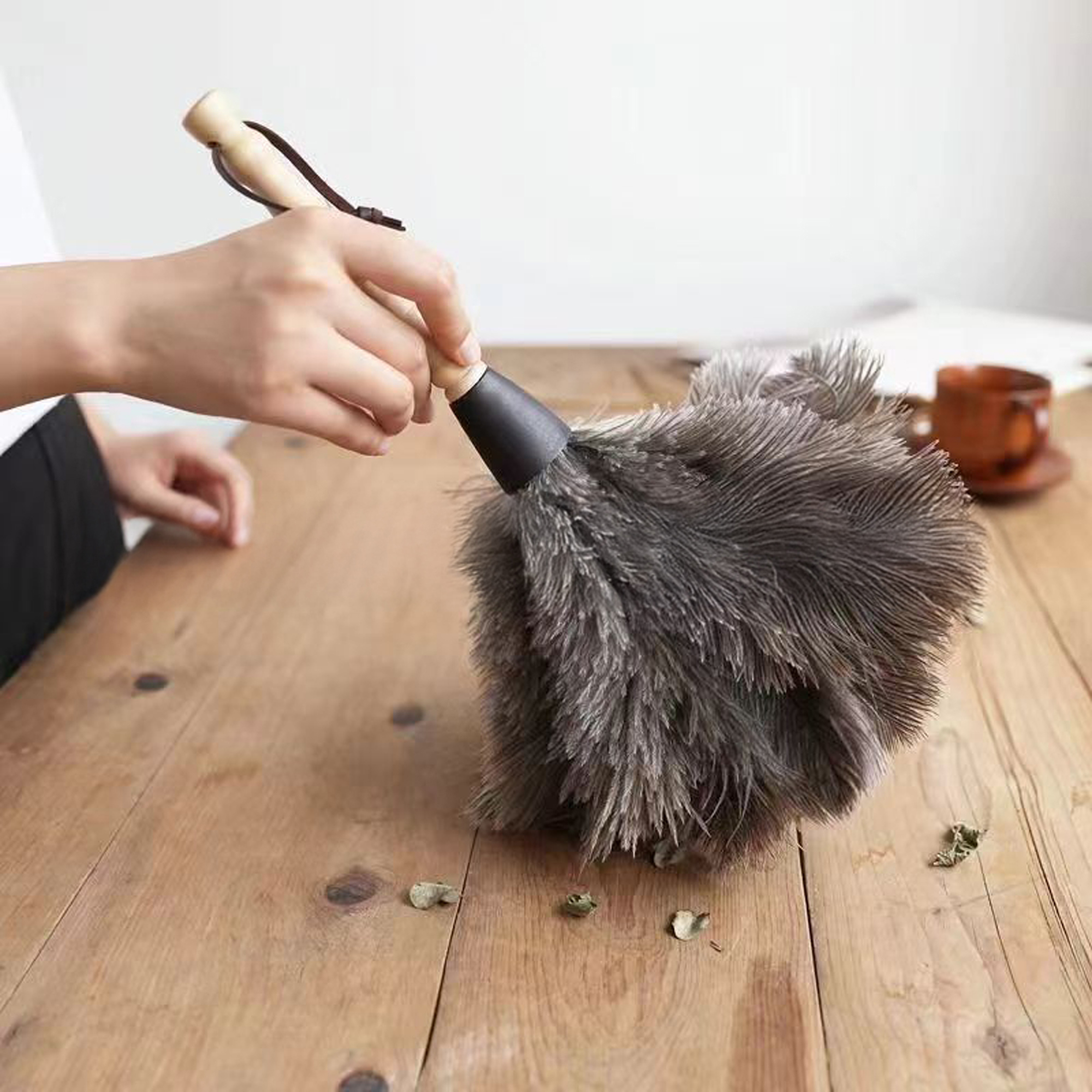 필굿리빙 타조털 먼지 털이 떨이개 차량용 자동차 청소 차먼지 피규어 이미지 3