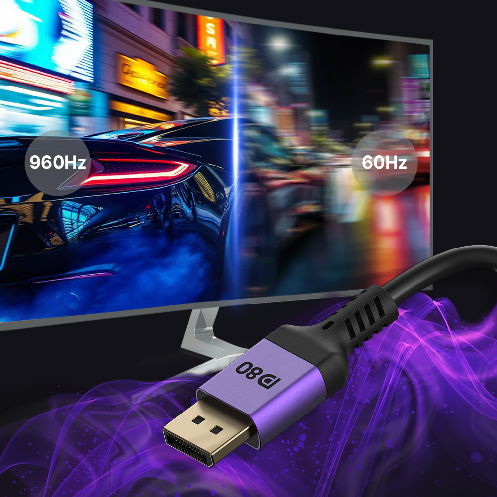 VESA 인증 DP to DP 2.1 DP80 16K DisplayPort 케이블 메탈 1m