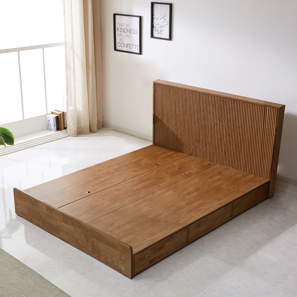 스코나 브랜던 템바보드 원목 호텔 서랍 수납 침대(킹)
