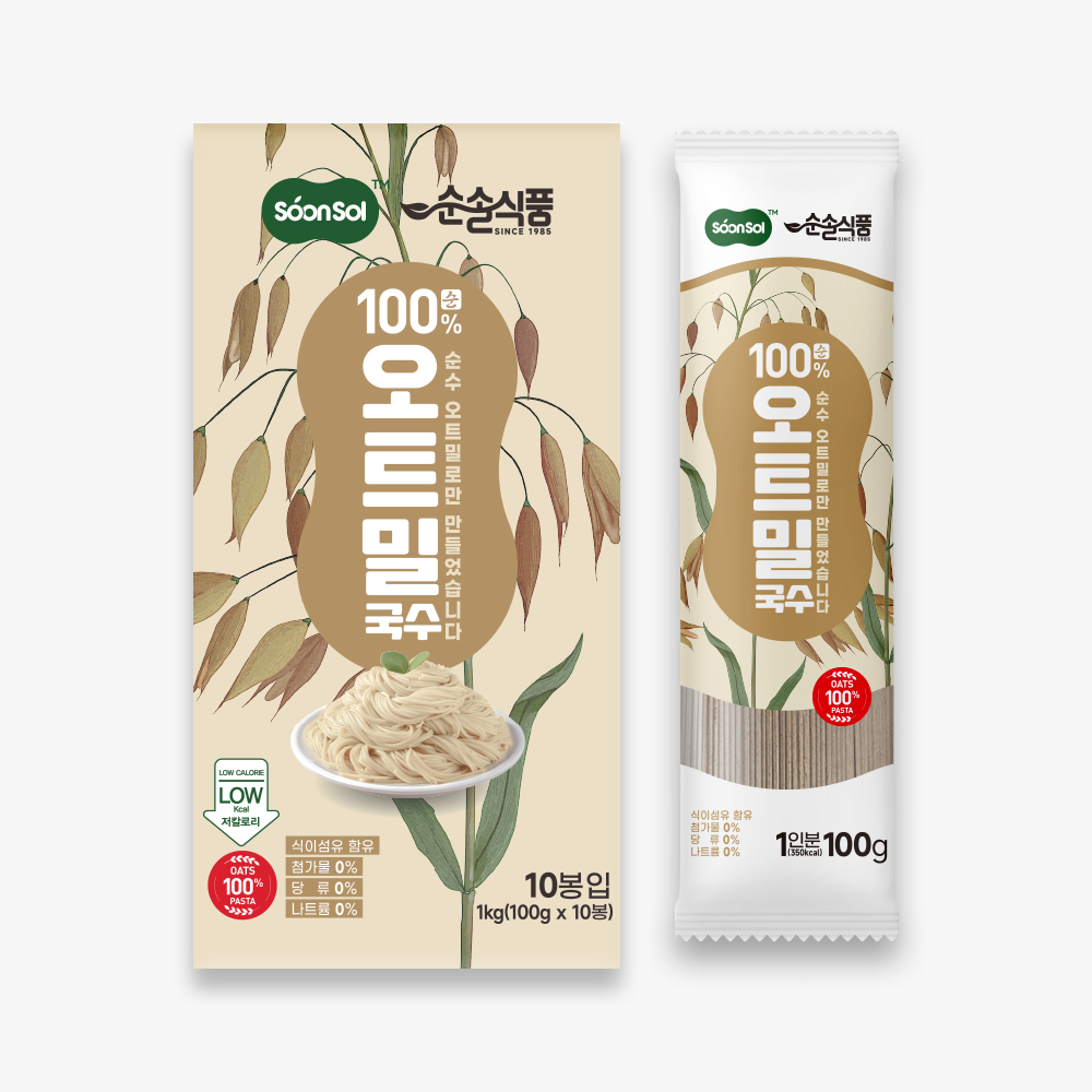 [강세일] 순솔 100% 오트밀국수 1kg (100g x 10봉) 다이어트면 당뇨국수 식이섬유 - 상품 이미지