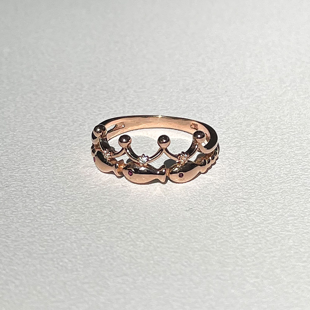 콰트로 왕관 물고기 세 마리 반지 애끼 행운 데일리 재물 자녀 18K 고급 블루 레드 - 상세 이미지 5