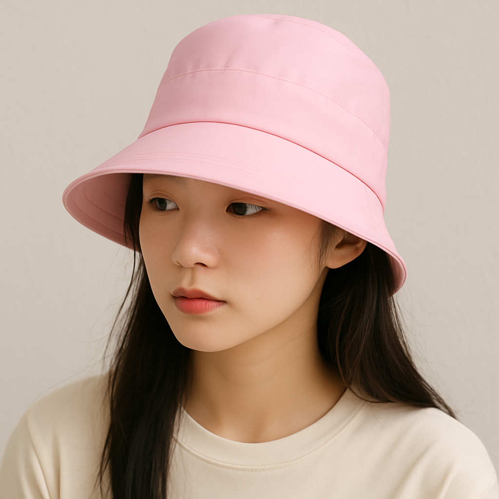 여성버킷햇 라운드보닛 밝은핑크썬캡 - 상품 이미지
