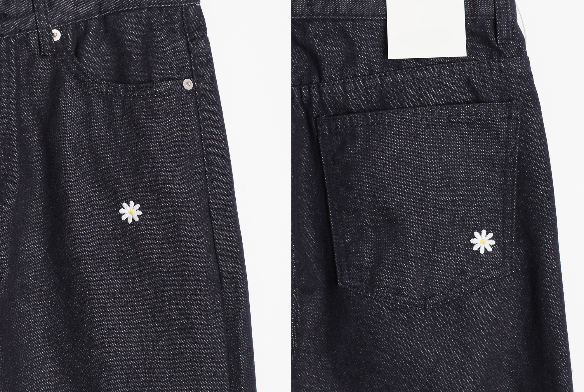 라위 자수 스트레이트 생지 데님 팬츠 [4Size] - 상세 이미지 4