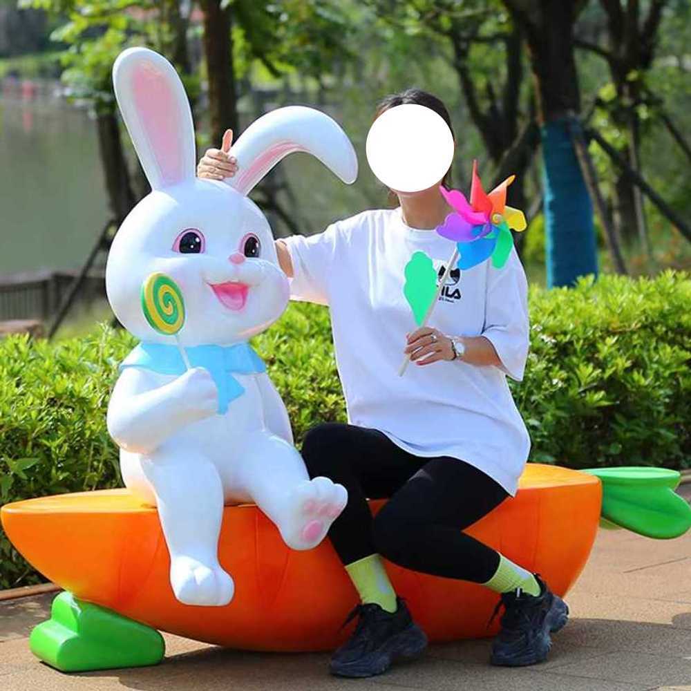 야외 동물 의자 토끼 벤치 정원 스툴 포토존 장식 A - 상품 이미지