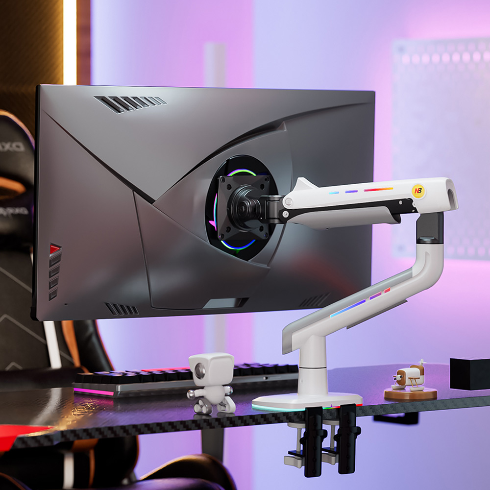 노스바유 팬텀 고중량 싱글 모니터암 거치대 NB F5 화이트 RGB