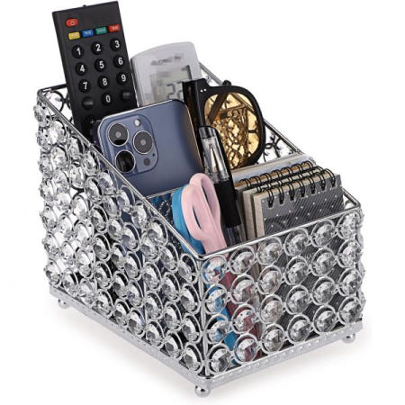 [해외]썸나콘 리모컨 홀더 크리스탈 홀더, 3 슬롯이 있는 테이블용 멋진 TV 침실 거실 사무실용 스타일리시 테이블 캐디 장식 정리함 Water Hyacinth