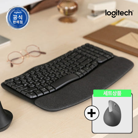 로지텍 로지텍코리아 인체공학 WAVE KEYS+MX Vertical 무선 블루투스 키보드마우스세트