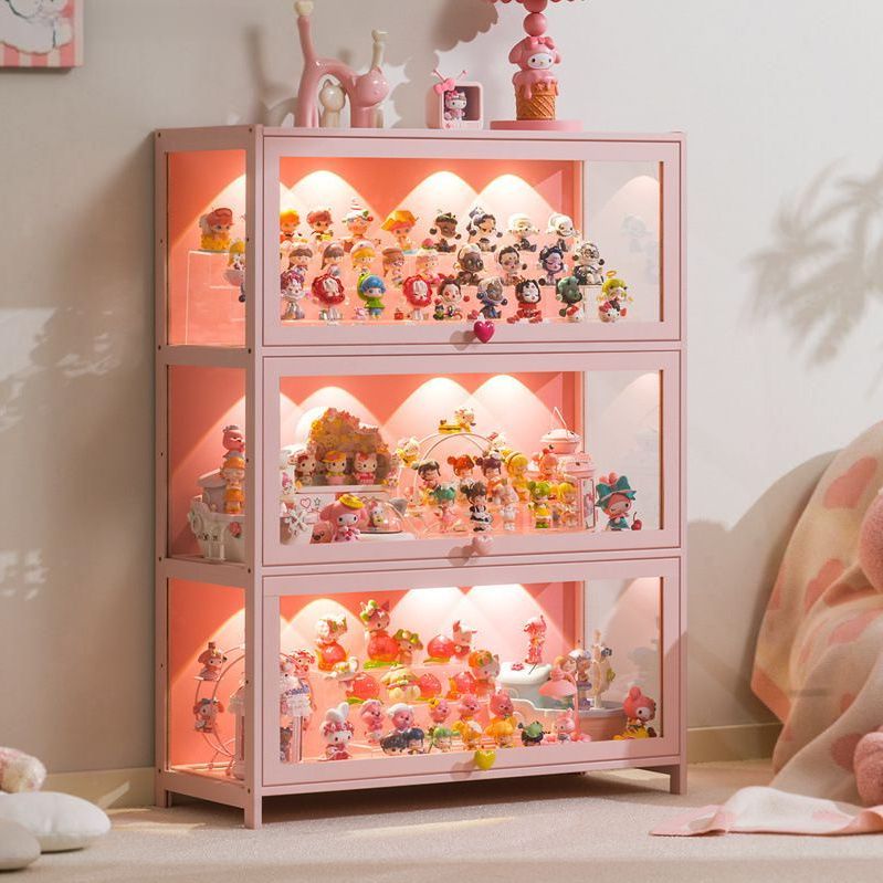 피규어장식장 아크릴 미니피규어 레고 모듈형 진열장 핑크 2단 60cm