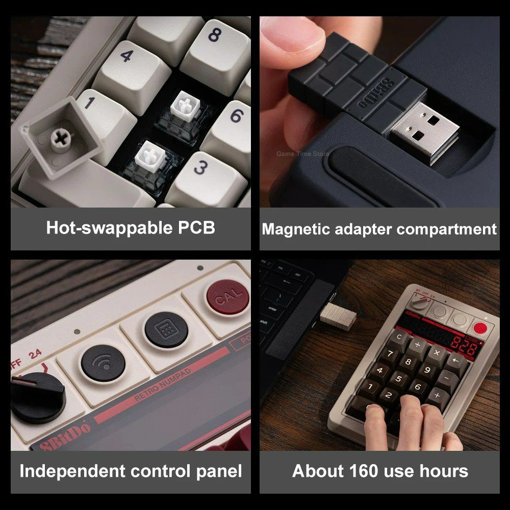8Bitdo retro18 무선 숫자 키패드 계산기 텐키 넘버패드 숫자 패드 핫스왑 가능 C64 Edition - 상세 이미지 3