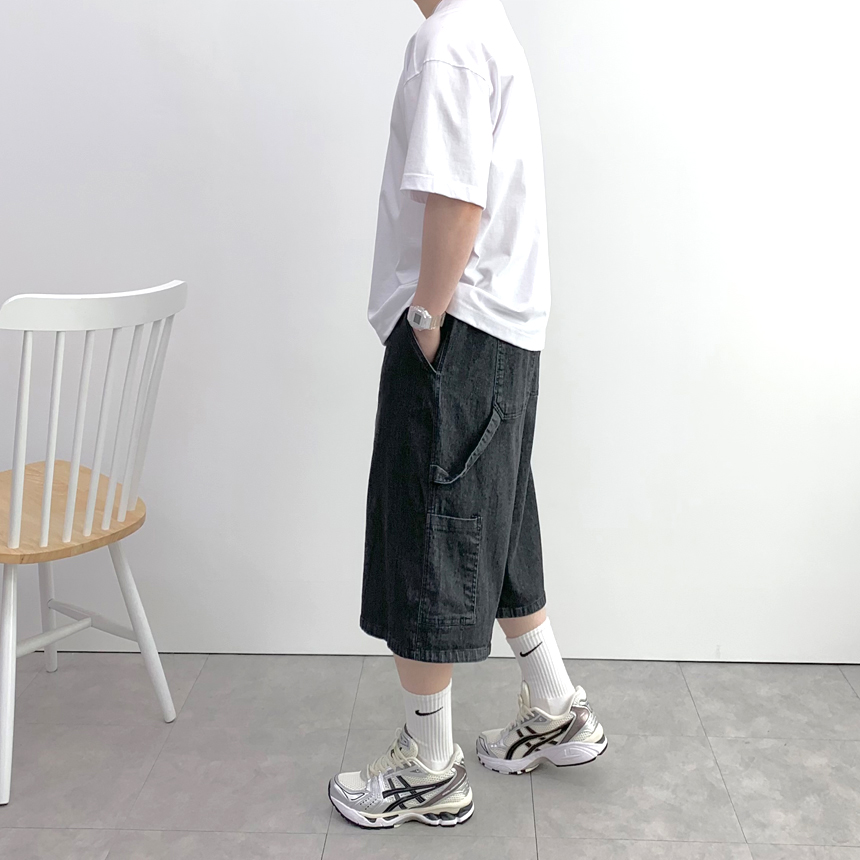 1+1 남자청반바지 남자7부청바지 남성여름청바지 스판 이미지 7