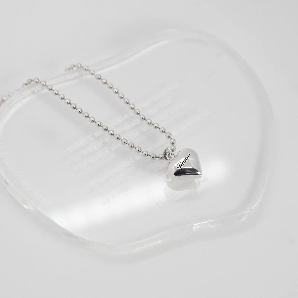 925하우스 미아방지 목걸이 하트 어린이 유아 순은 실버 이름 각인 가능 아기 선물